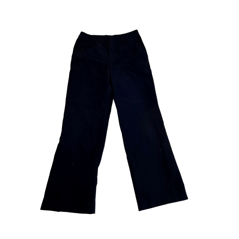 Lauren Ralph Lauren Navy Blue Straight Leg Slacks Gold Ankle Snaps Women's -4P